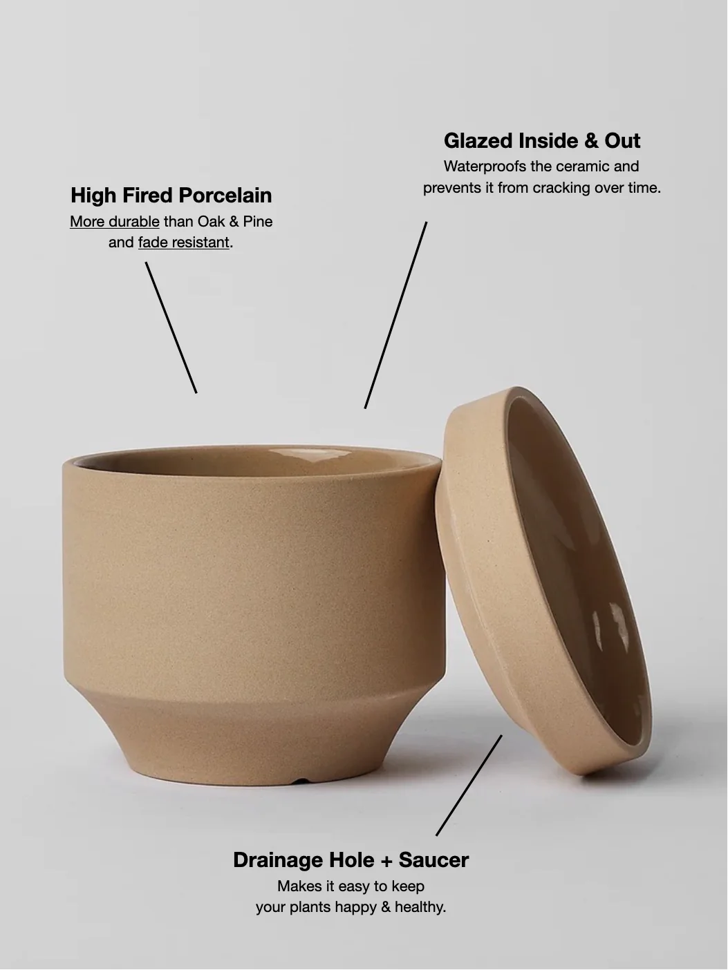 Round Two Ceramic Pot, Small 4" (Multiple Colours) - Image 3